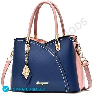 Brand New SiMYEER Top Handle Blue Pink Satchel Bag